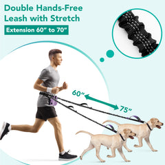 PetAmi dual dog leashes extended to 60-70 inches for flexible control.