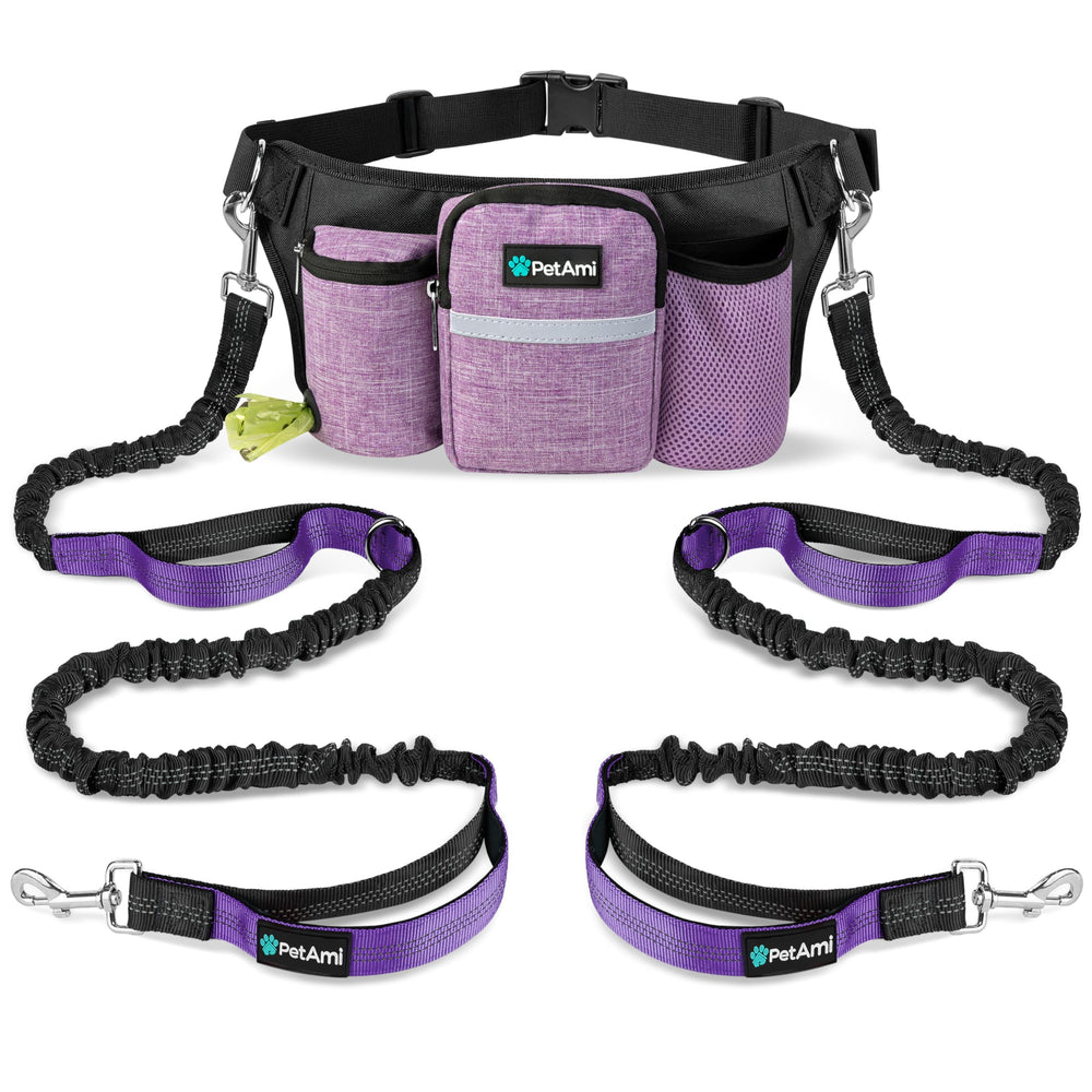 PetAmi dual leash setup keeps two dogs under control during runs.