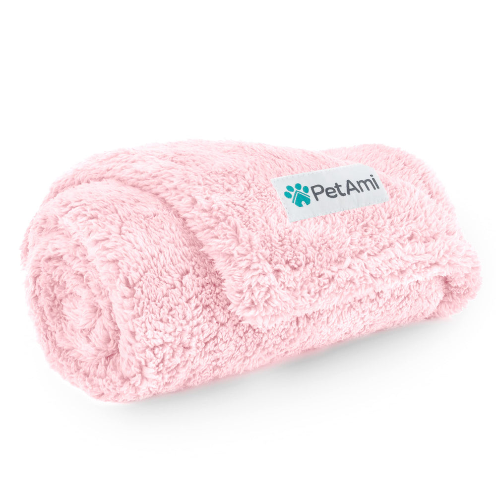 PetAmi fluffy waterproof blanket main image on sofa showing stain protection.