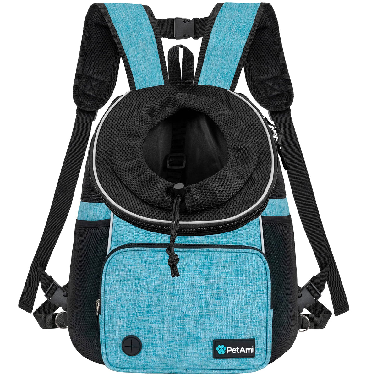 PetAmi front carrier backpack keeps your dog or cat secure during hikes.