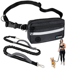 PetAmi hands-free leash with waist bag enables hands-free walking.