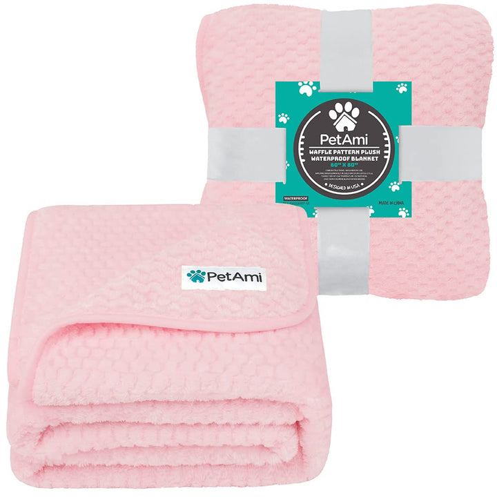 PetAmi leakproof blanket with reinforced edge stitching protects furniture.