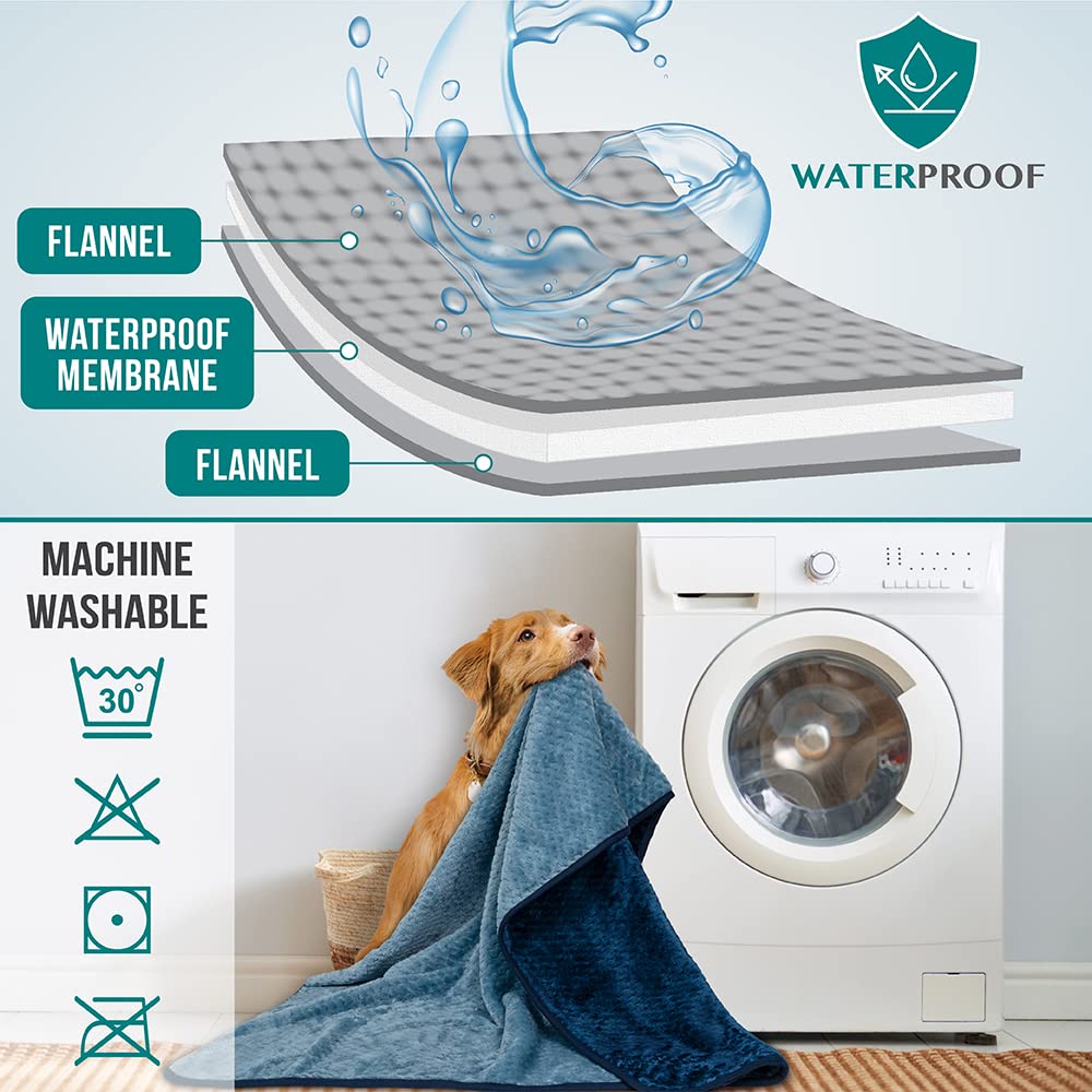 PetAmi machine-washable dog blanket 40x60 navy for easy cleaning
