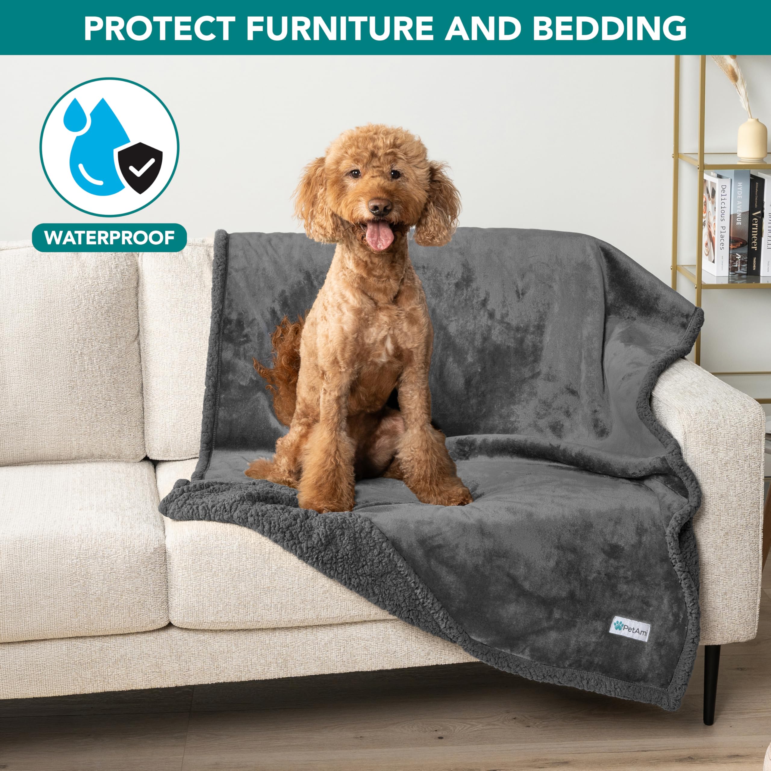 PetAmi machine washable blanket for easy cleaning and care.