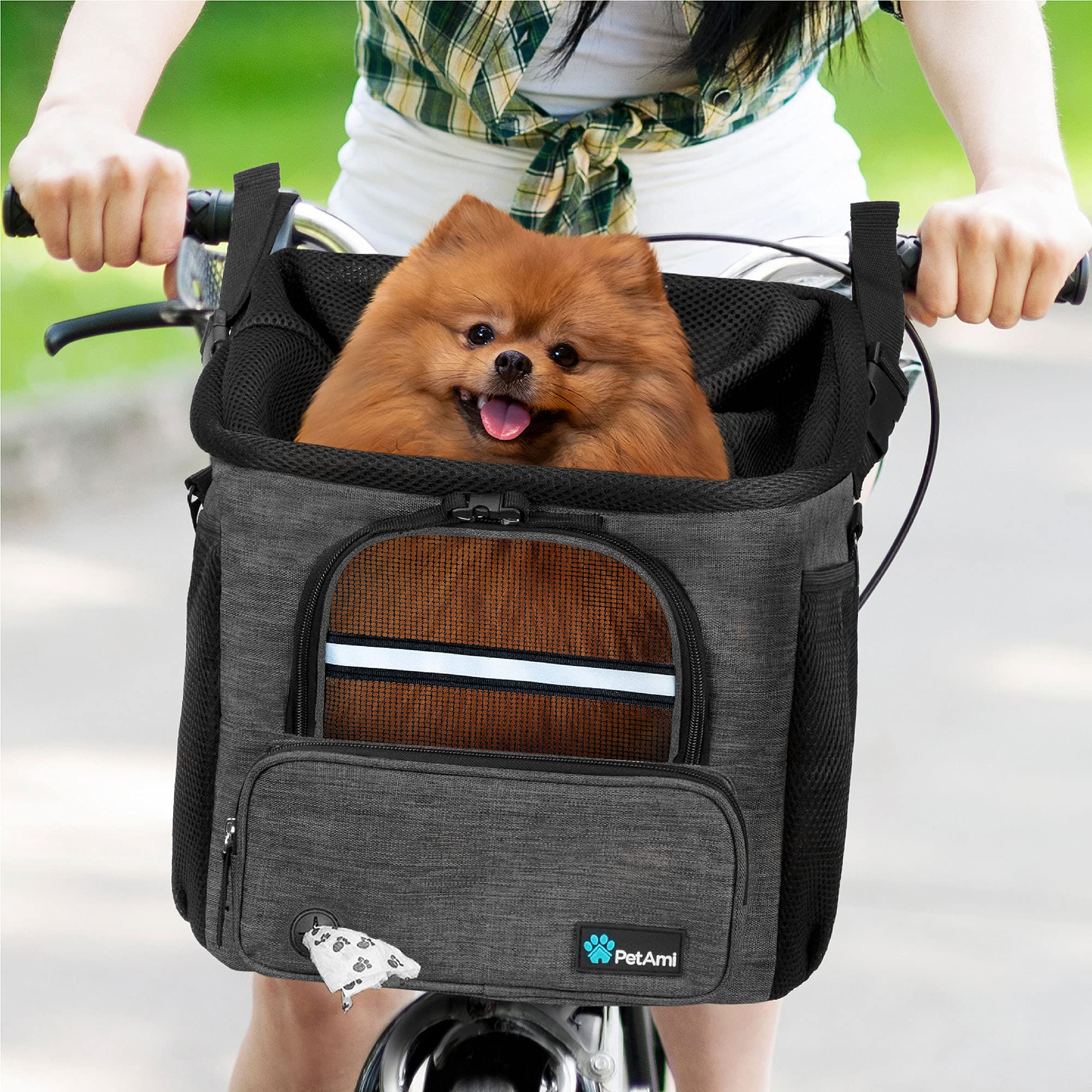 PetAmi versatile carrier can be used for biking, backpacking, and car booster.