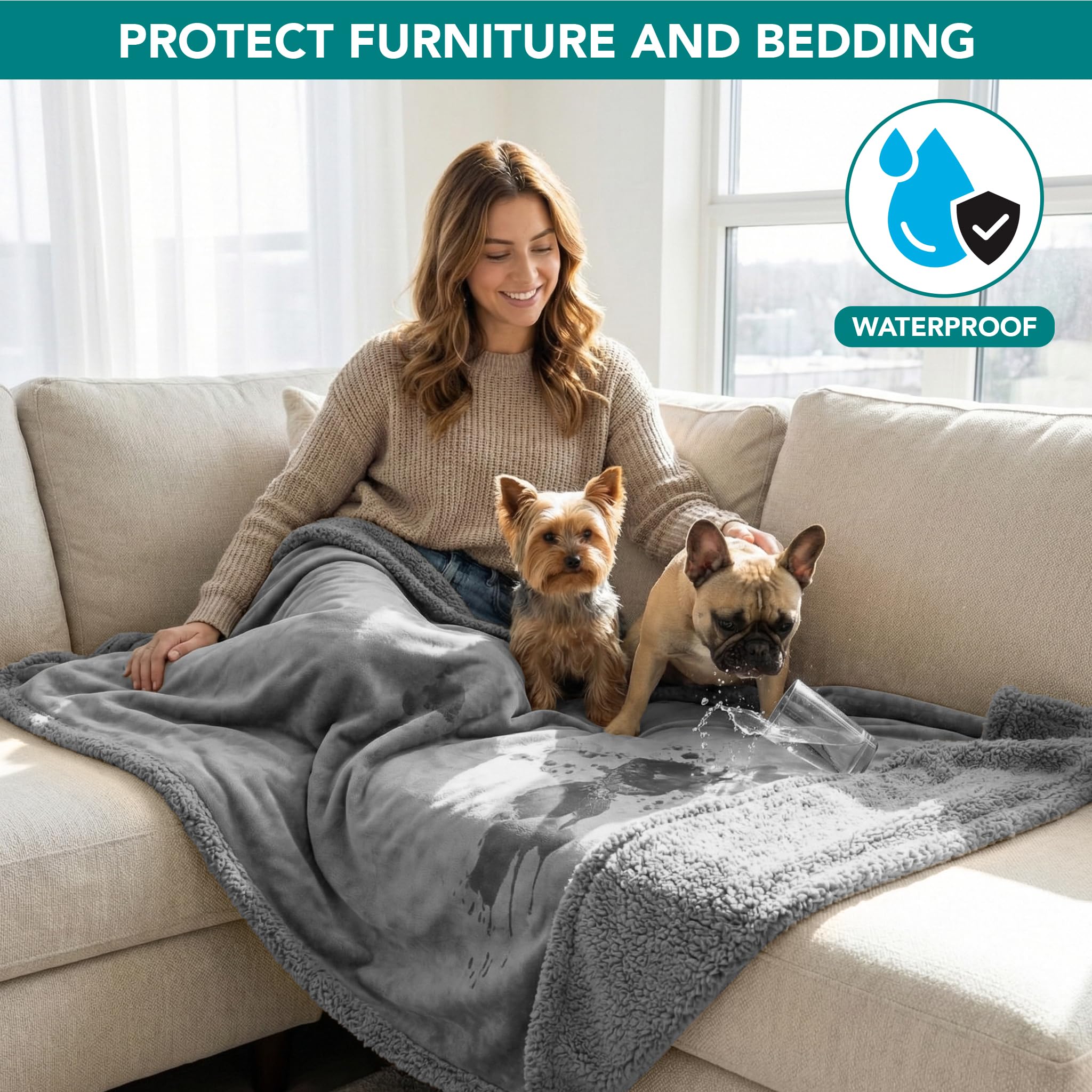 PetAmi pee-proof blanket keeps furniture clean during pets' playtime.