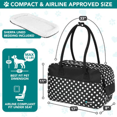 PetAmi polka dot dog purse carrier side ventilation mesh for airflow.