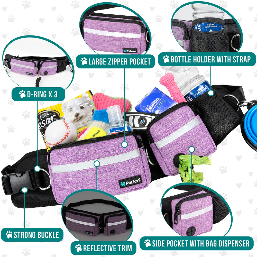 PetAmi poop dispenser and pockets keep waste bags and essentials handy