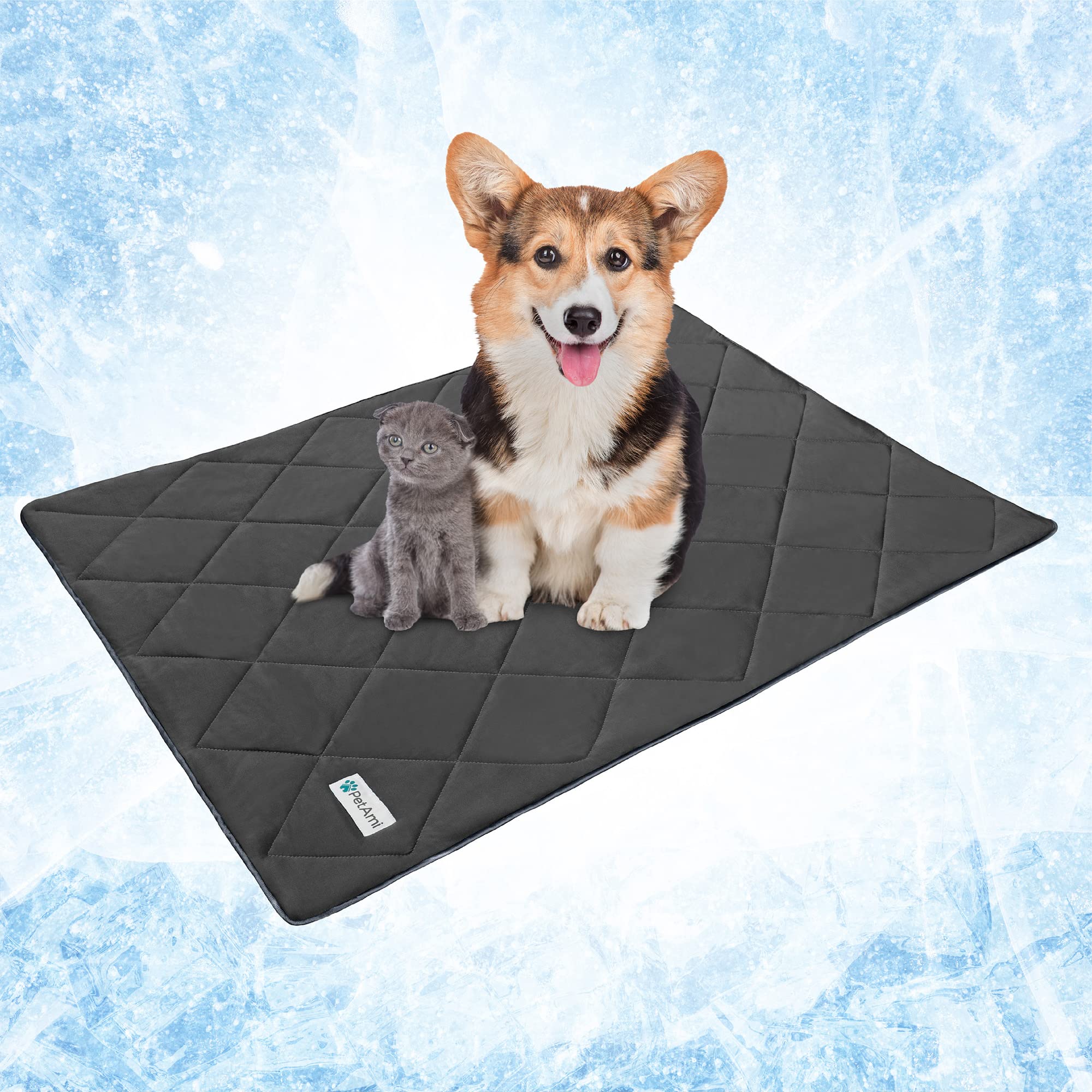 PetAmi Premium Cooling Dog Blanket machine washable tag for easy care.