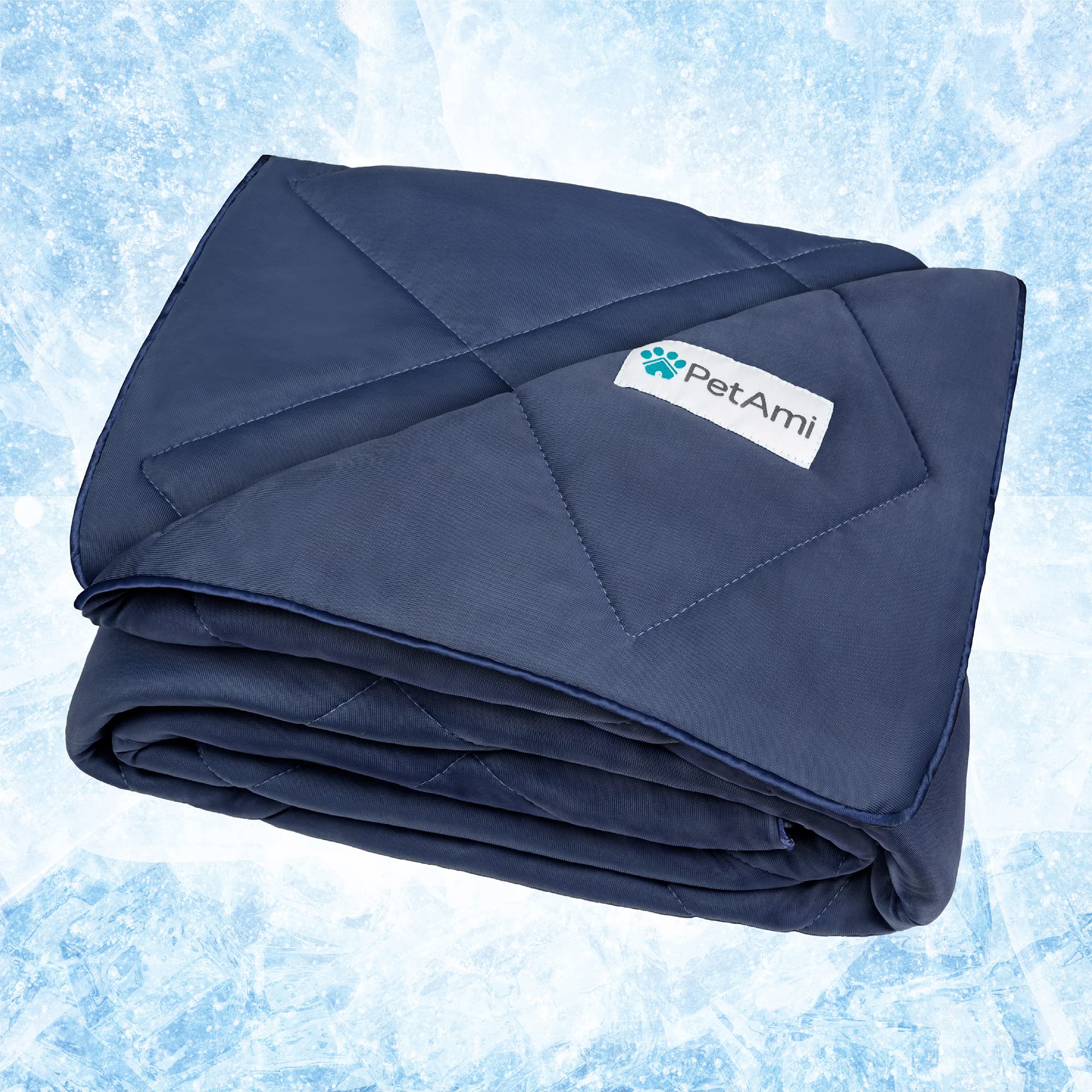 PetAmi premium cooling blanket folded on sofa highlighting plush texture and comfort.