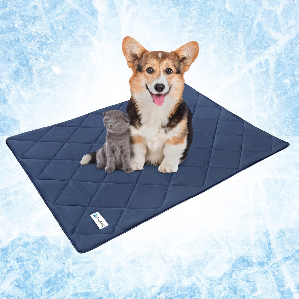 PetAmi navy cooling blanket machine washable for easy care.