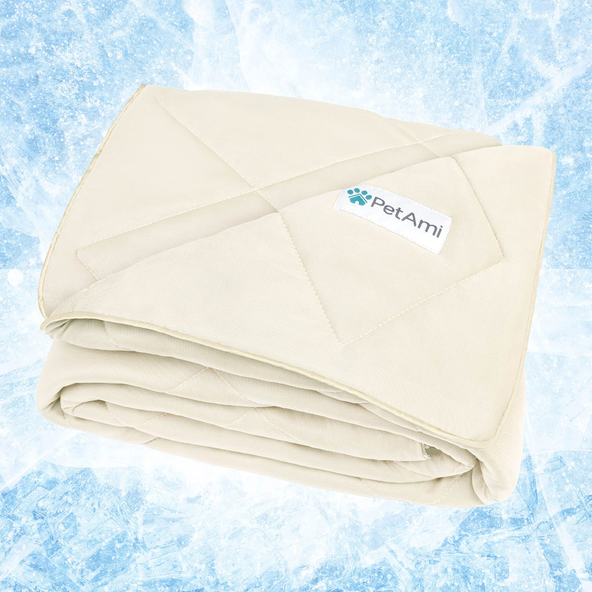 PetAmi Premium Cooling Blanket on-sofa provides comfort and furniture protection.