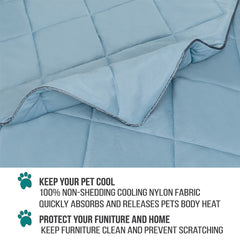 PetAmi Premium Cooling Dog Blanket on sofa demonstrates plush softness and fur protection.