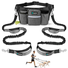 PetAmi premium hands-free dual leash for two dogs in action during a walk