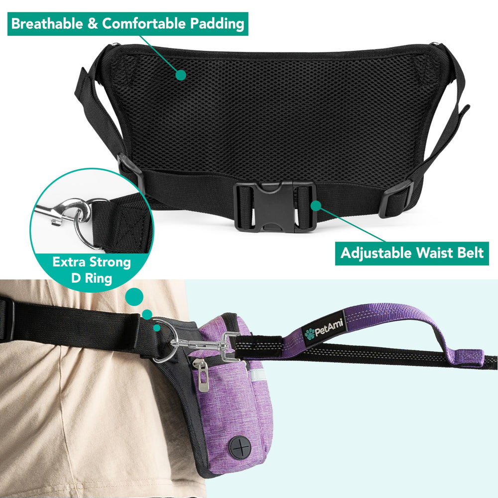 PetAmi leash shows reflective stitching for safer low-light visibility.