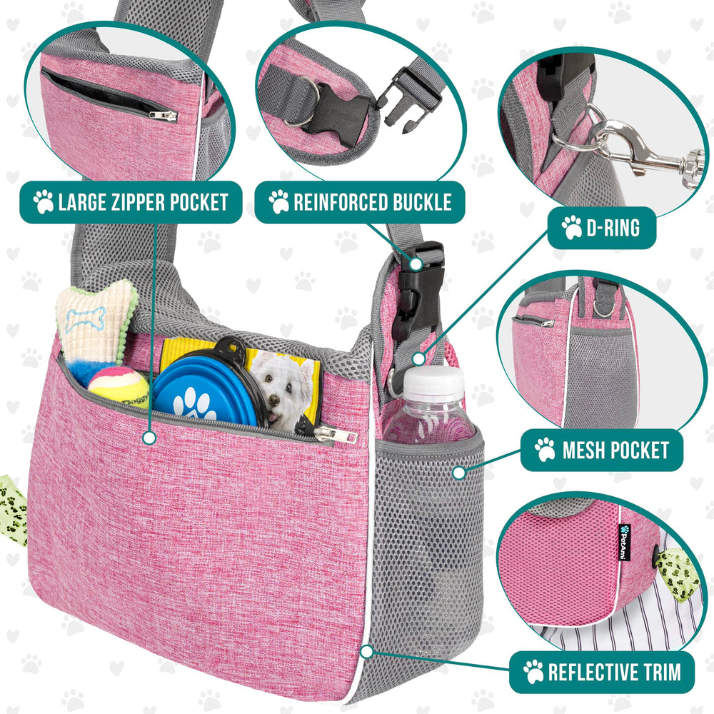 PetAmi safety features with secure harness strap and reinforced dual zipper