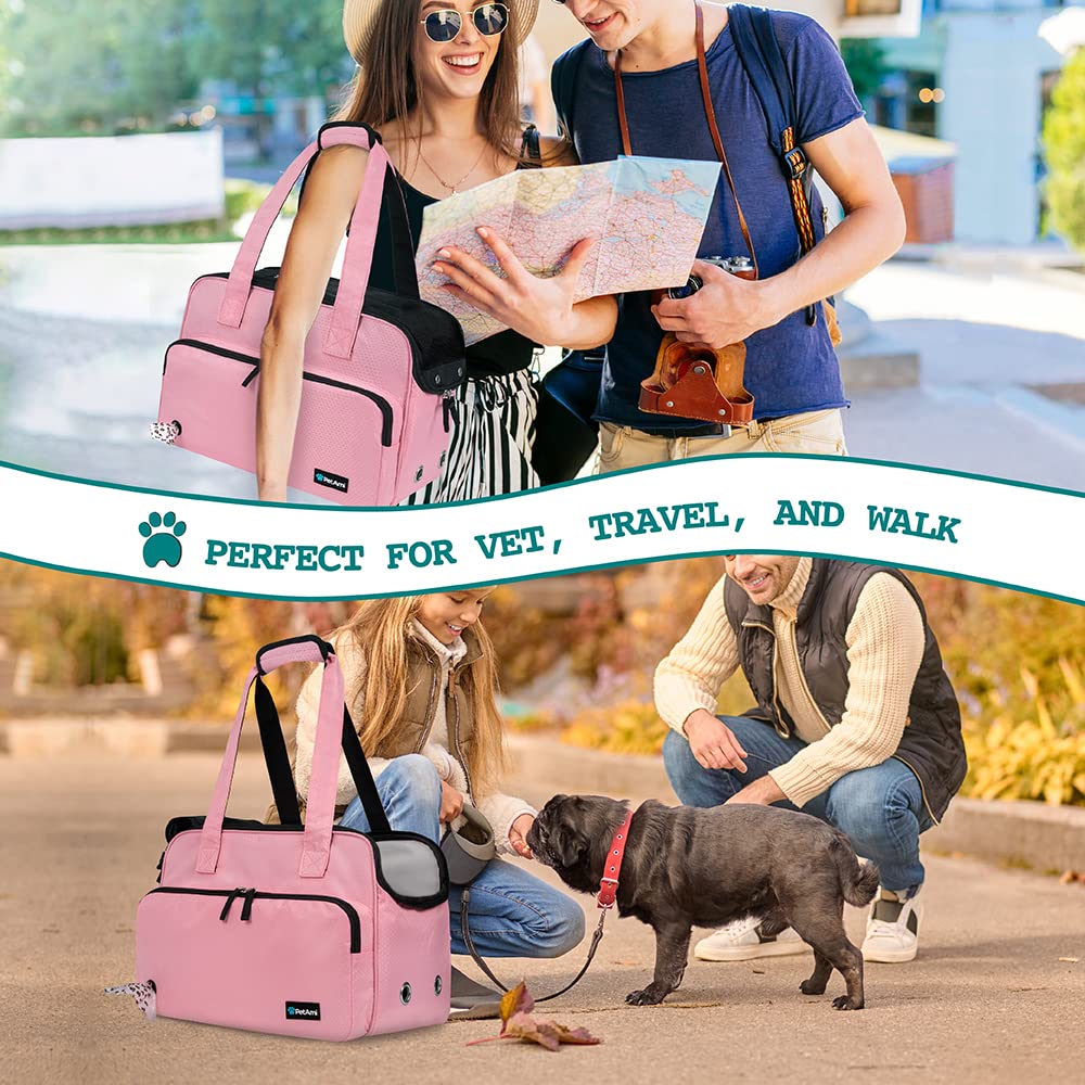 PetAmi Small Dog Purse Carrier shoulder-handle view shows versatile carrying options.