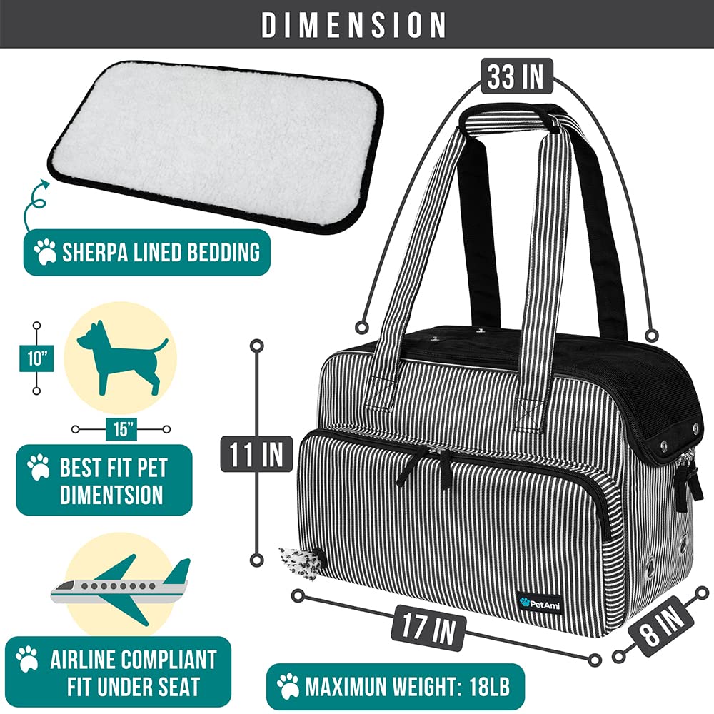PetAmi carrier side view with pockets for organized on the go storage