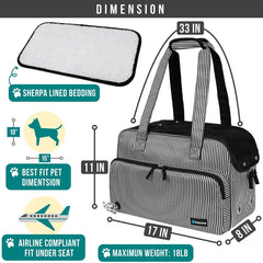 PetAmi carrier side view with pockets for organized on the go storage