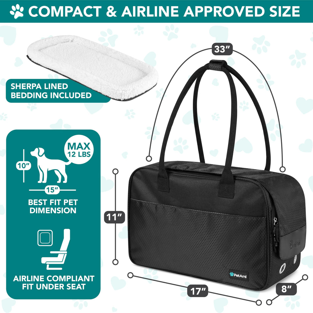 PetAmi soft-sided carrier with removable sherpa bed for comfort