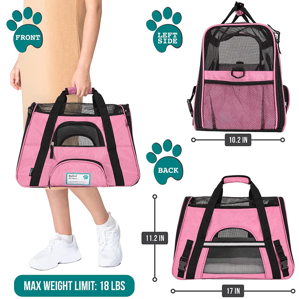 PetAmi soft sided cat carrier ventilated mesh for airflow