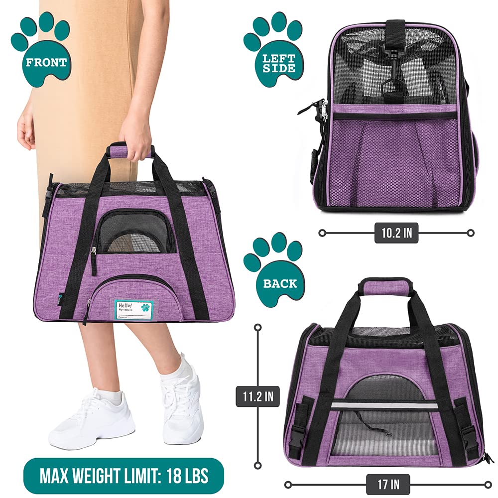 PetAmi soft sided cat carrier with ventilated mesh for airflow