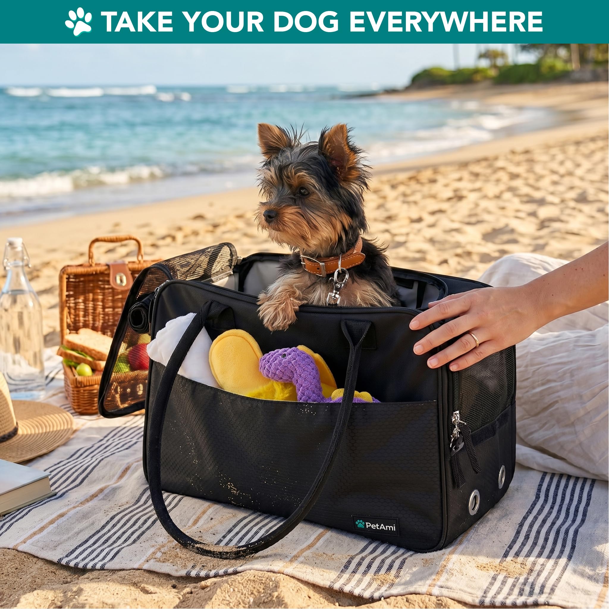 PetAmi ventilated travel bag supports calm travel for pets