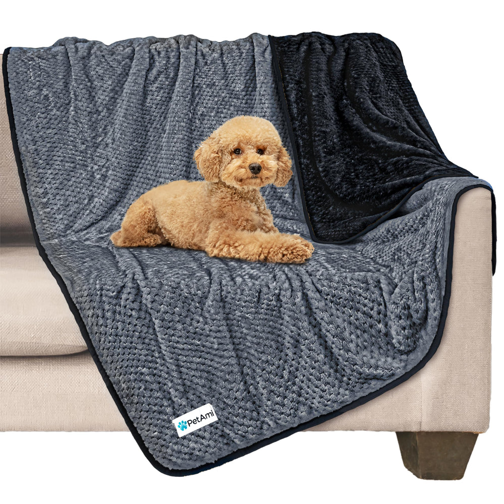 PetAmi waterproof dog blanket on sofa protects furniture from spills