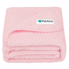 PetAmi waterproof dog blanket on a sofa provides leakproof protection.
