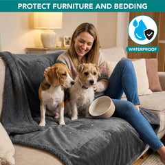 PetAmi waterproof blanket on a bed area protects surfaces from spills and accidents.