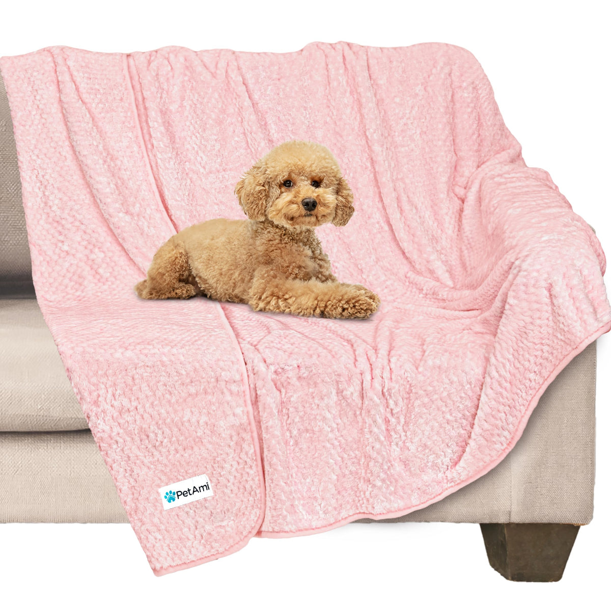 PetAmi waterproof dog blanket close-up showing soft fleece and leak protection.