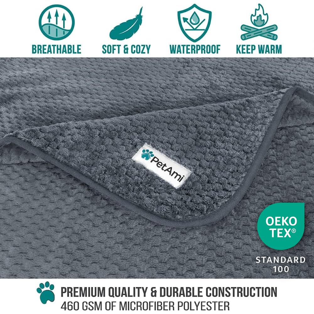 PetAmi reversible waffle texture blanket offers double-sided cozy comfort for couch