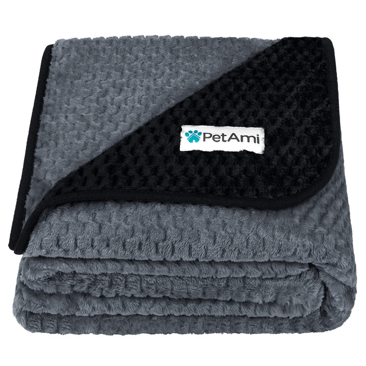 PetAmi waterproof dog blanket on a sofa protecting furniture from spills and fur.