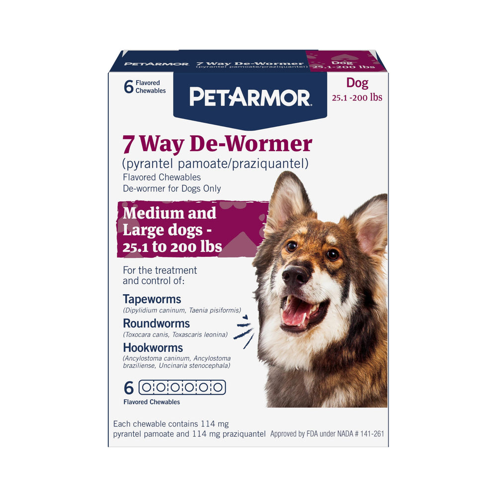 PetArmor 7 Way chewables for dogs shown for easy administration with meals