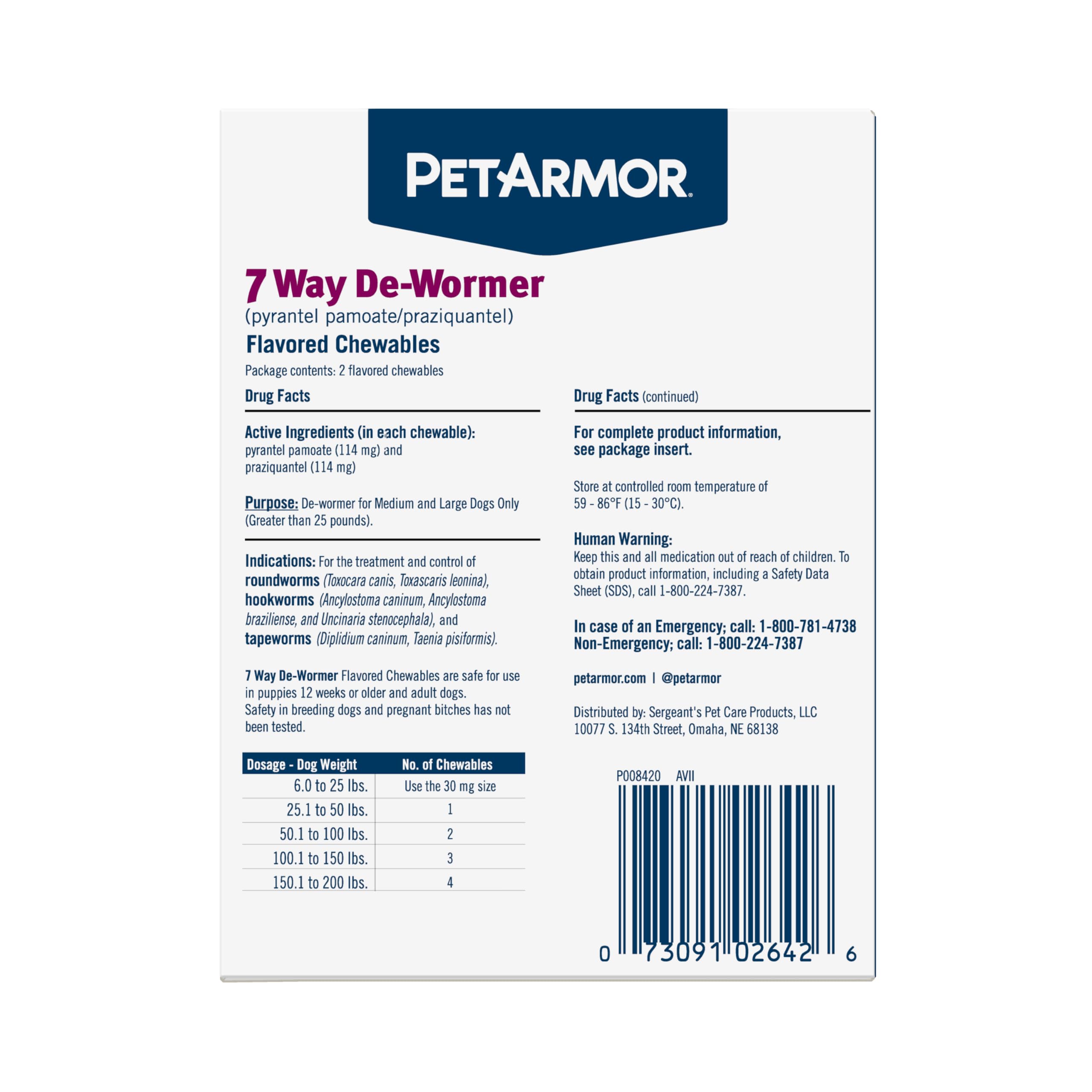 PetArmor at-home dosing chart example for safe administration.