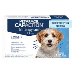 PetArmor CAPACTION bottle with tablets ready for quick flea relief.