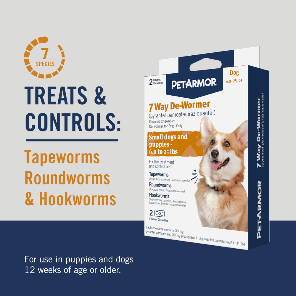 PetArmor chewable tablets closeup, easy at-home dewormer for puppies.