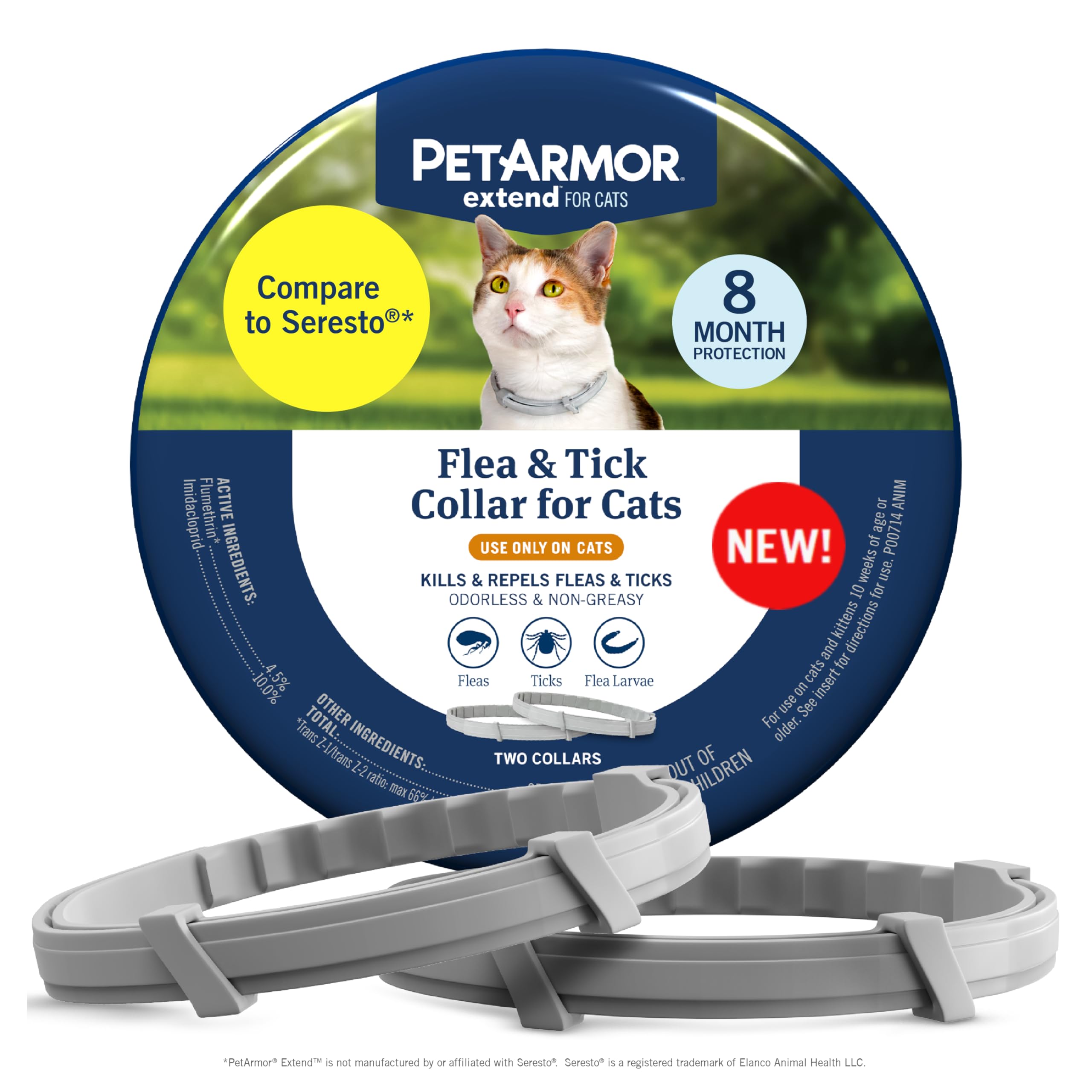 PetArmor Extend cat collar packaging shows eight months of protection