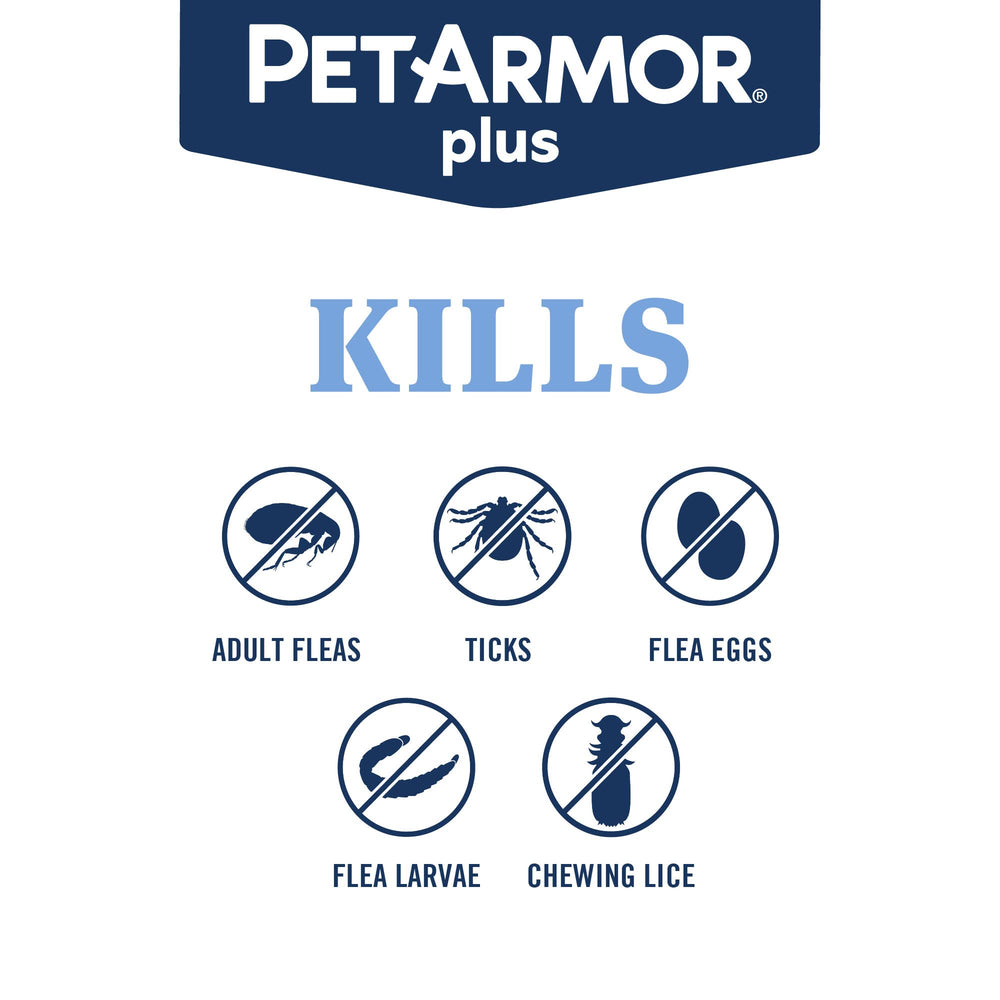 PetArmor Plus highlights kill of fleas, eggs, and larvae.
