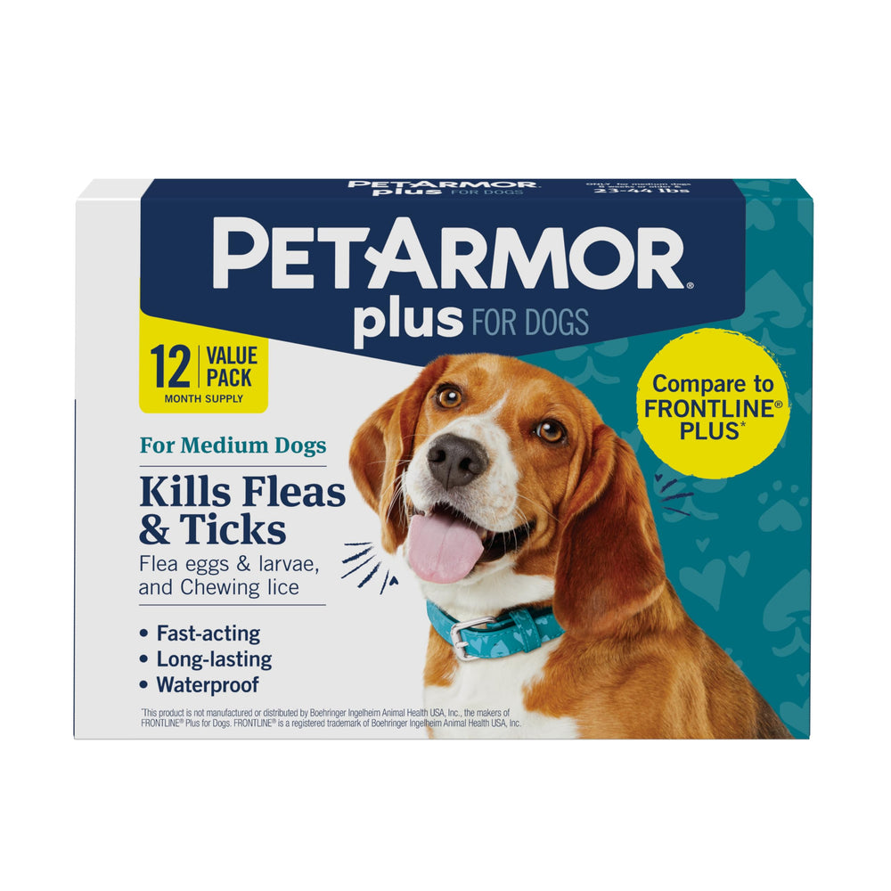PetArmor Plus flea and tick treatment bottle for dogs provides easy protection.