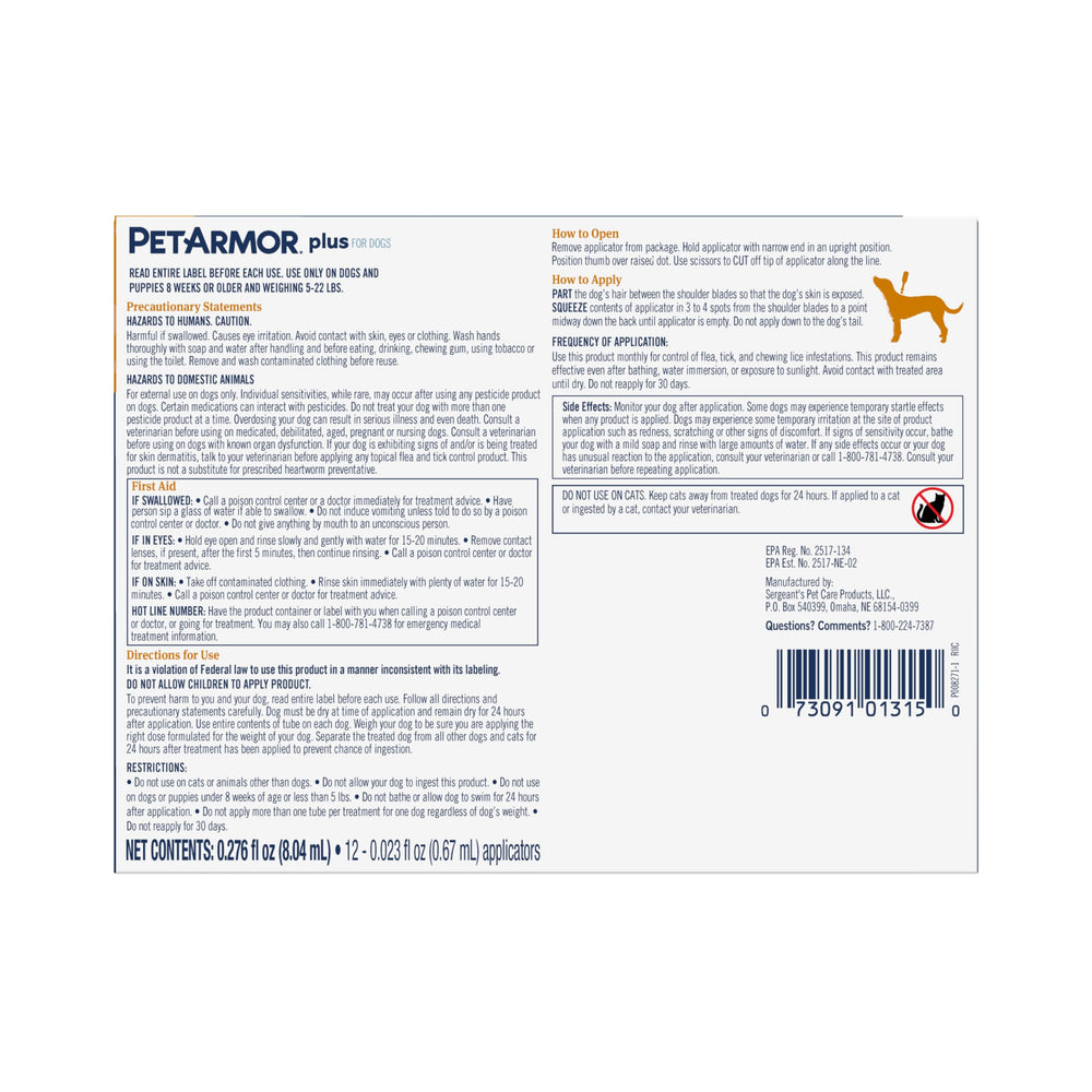 PetArmor Plus supports your dog's comfort by reducing flea and tick exposure.