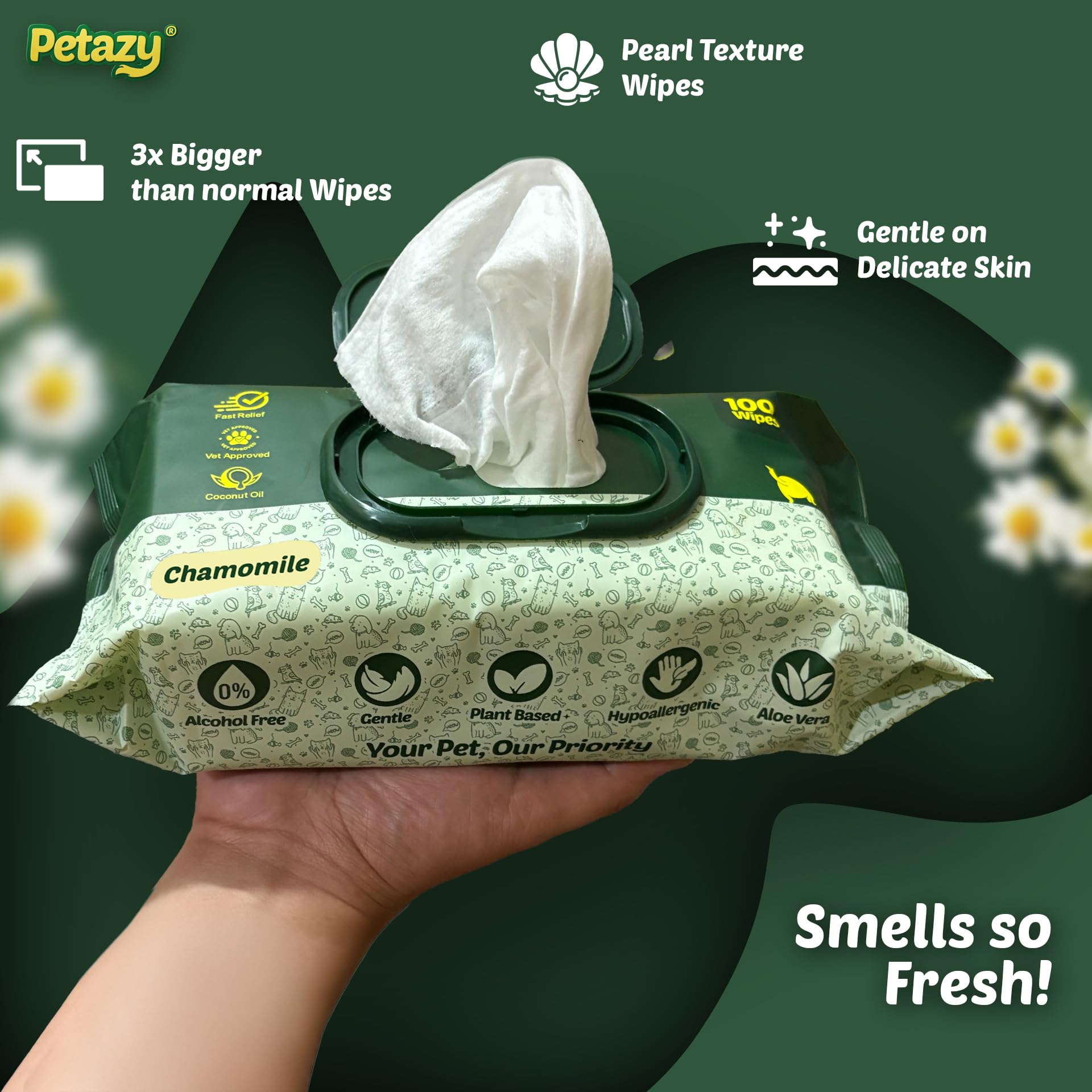 Petazy grooming glove wipes for deeper clean and wrinkle care