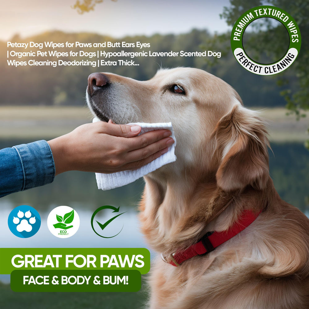 Petazy wipes safe for dogs and cats on all coat types.