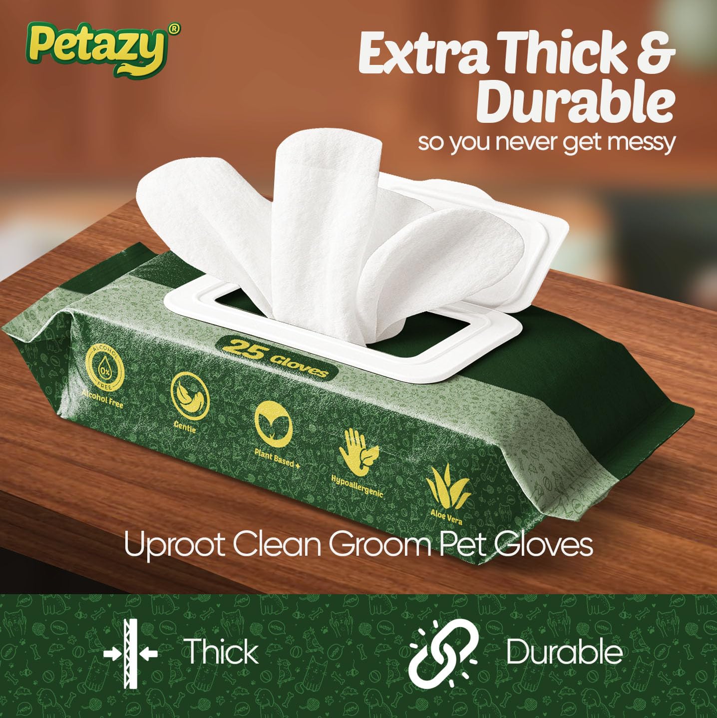 Petazy Glove Wipes On the Go: ideal for car rides and outdoor adventures.