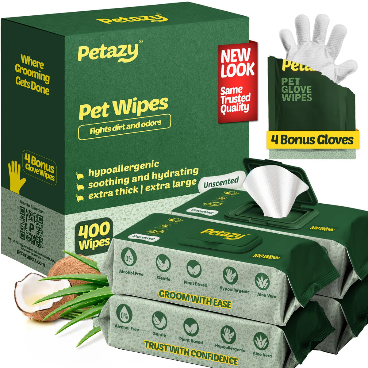 Petazy Wipes 8x8 full-body clean for dogs and cats, covering paws and coat in one pass