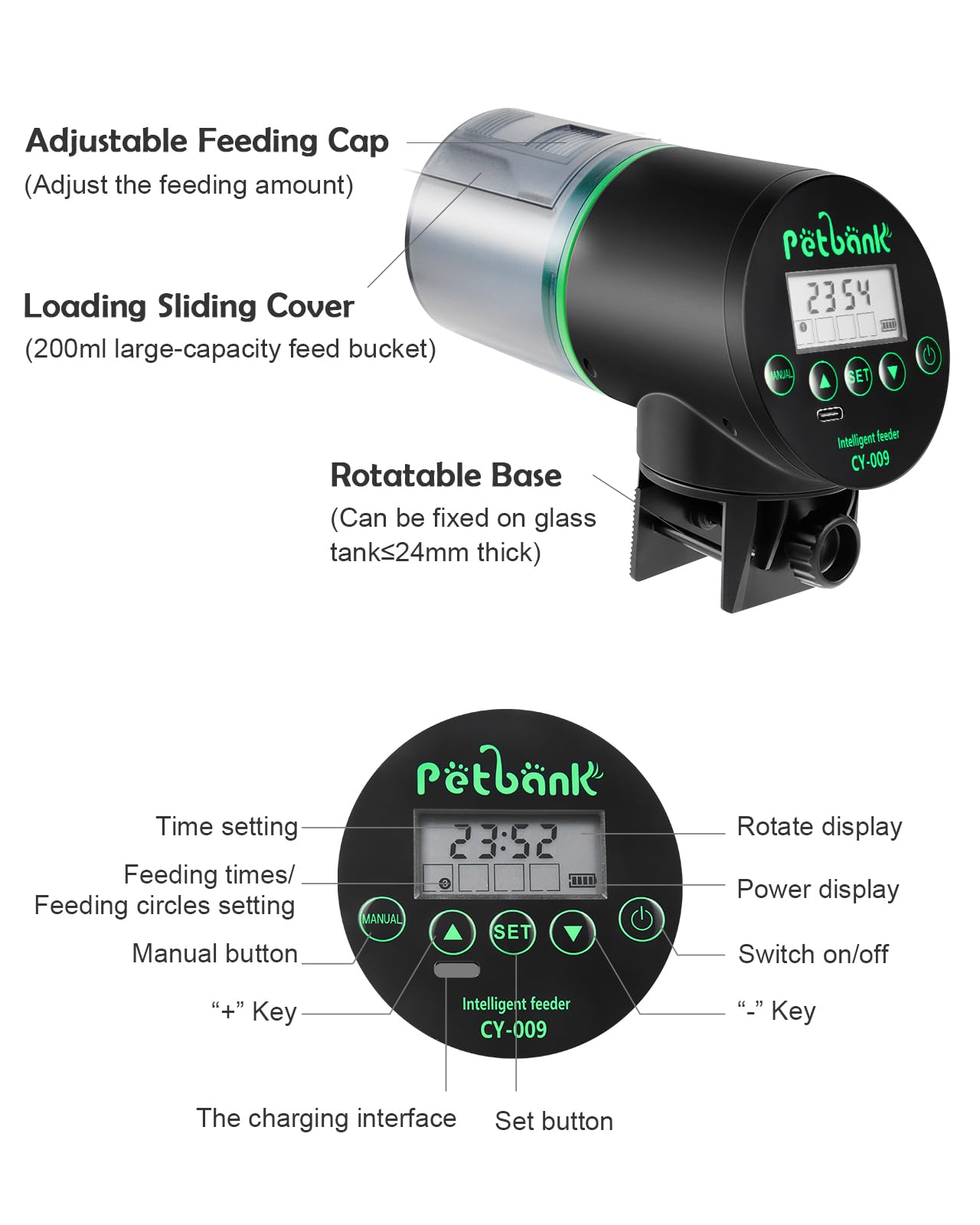 Petbank feeder dispensing food during a cycle