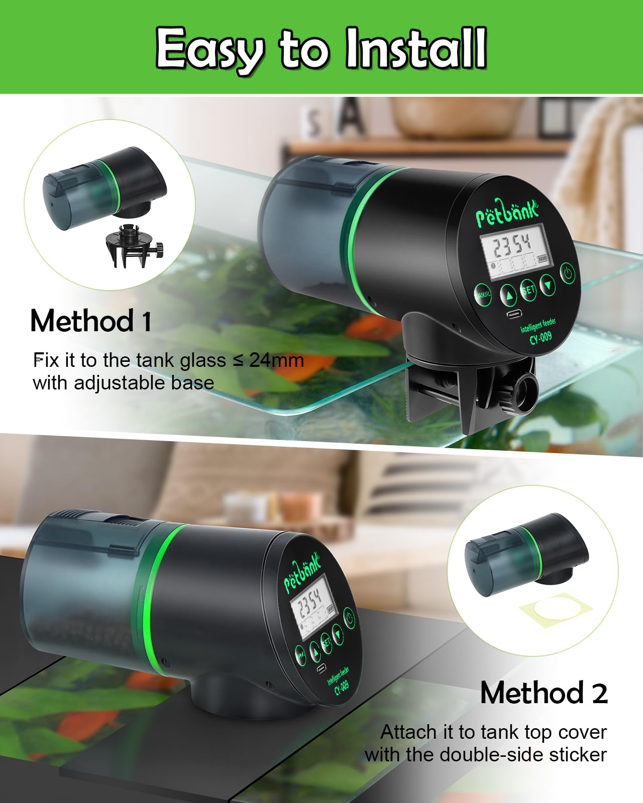 Petbank interval control buttons for easy scheduling