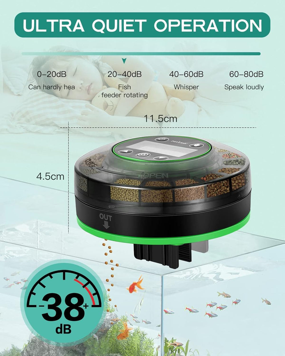 Petbank compatible with pellets, powders, and small strips.