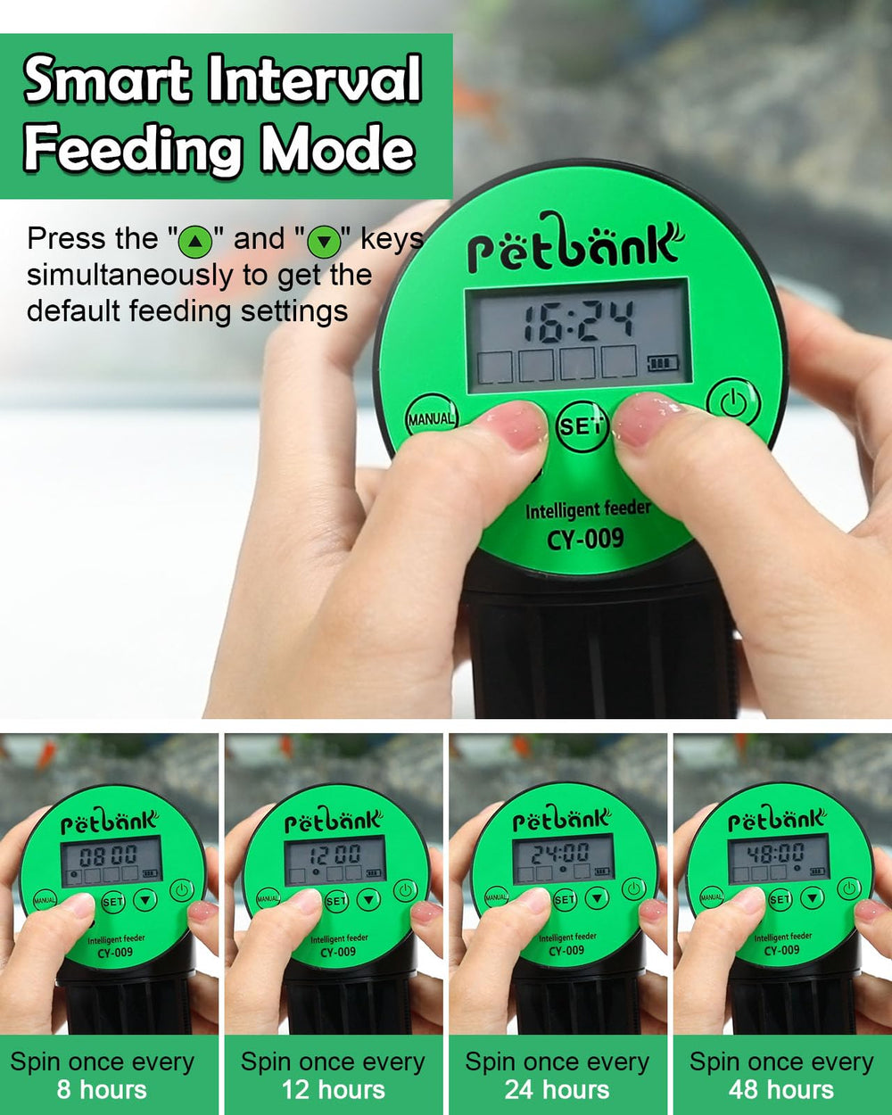 Petbank offers a manual feeding option for on-demand meals.