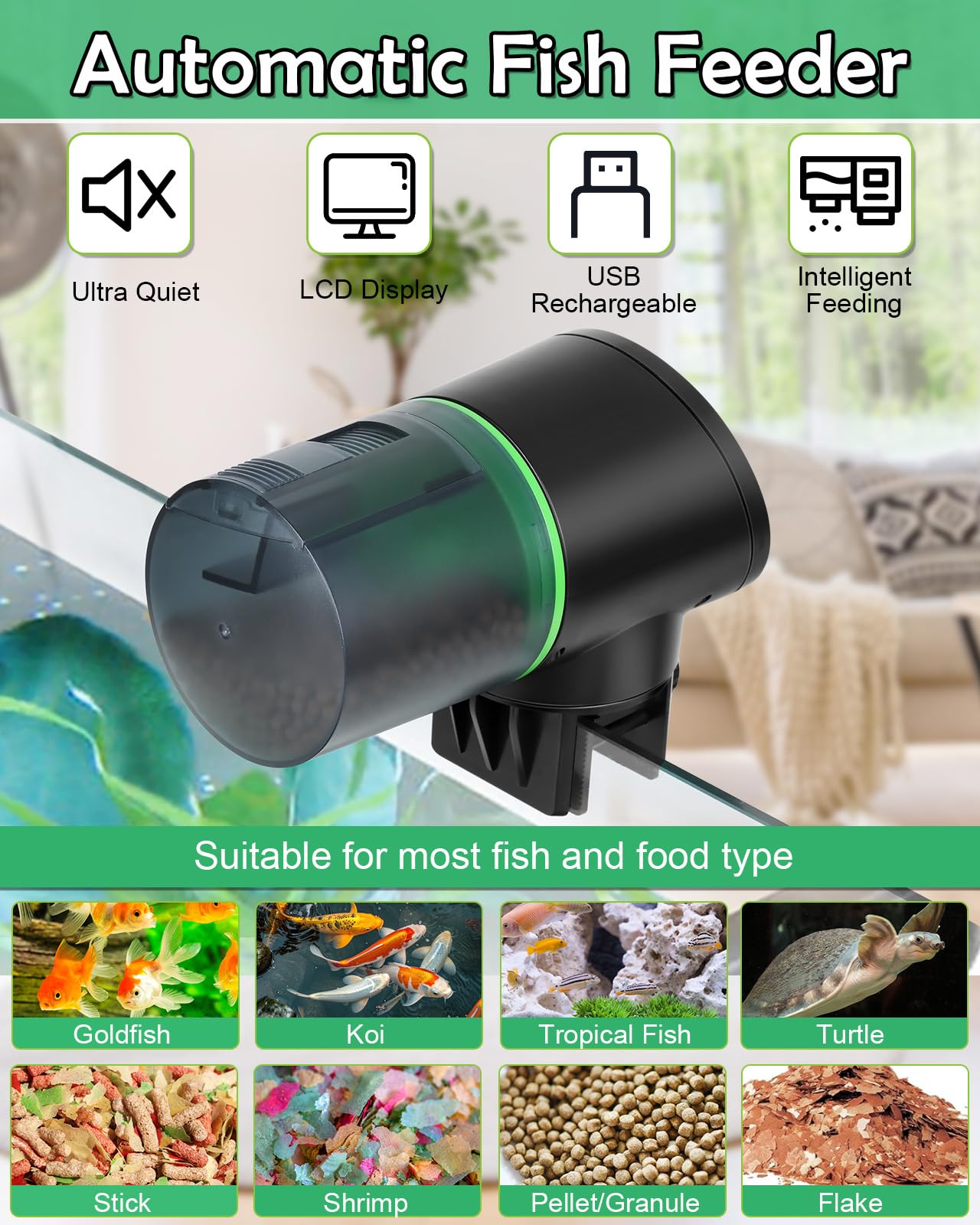 Petbank rechargeable feeder using USB charger for convenient power.